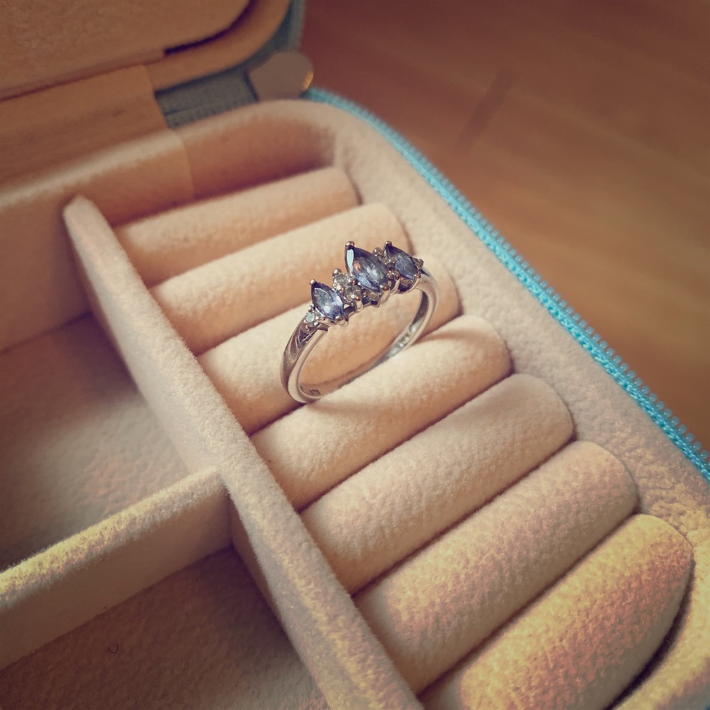 14k White Gold Amethyst Promise Ring